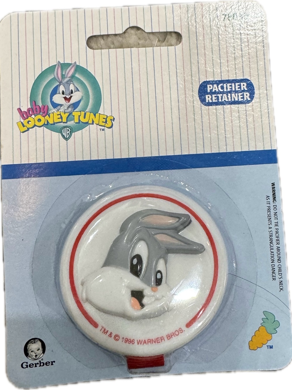NEW Vintage Looney Tunes Gerber Pacifier Retainer Bugs Bunny 1996 Warner Bros